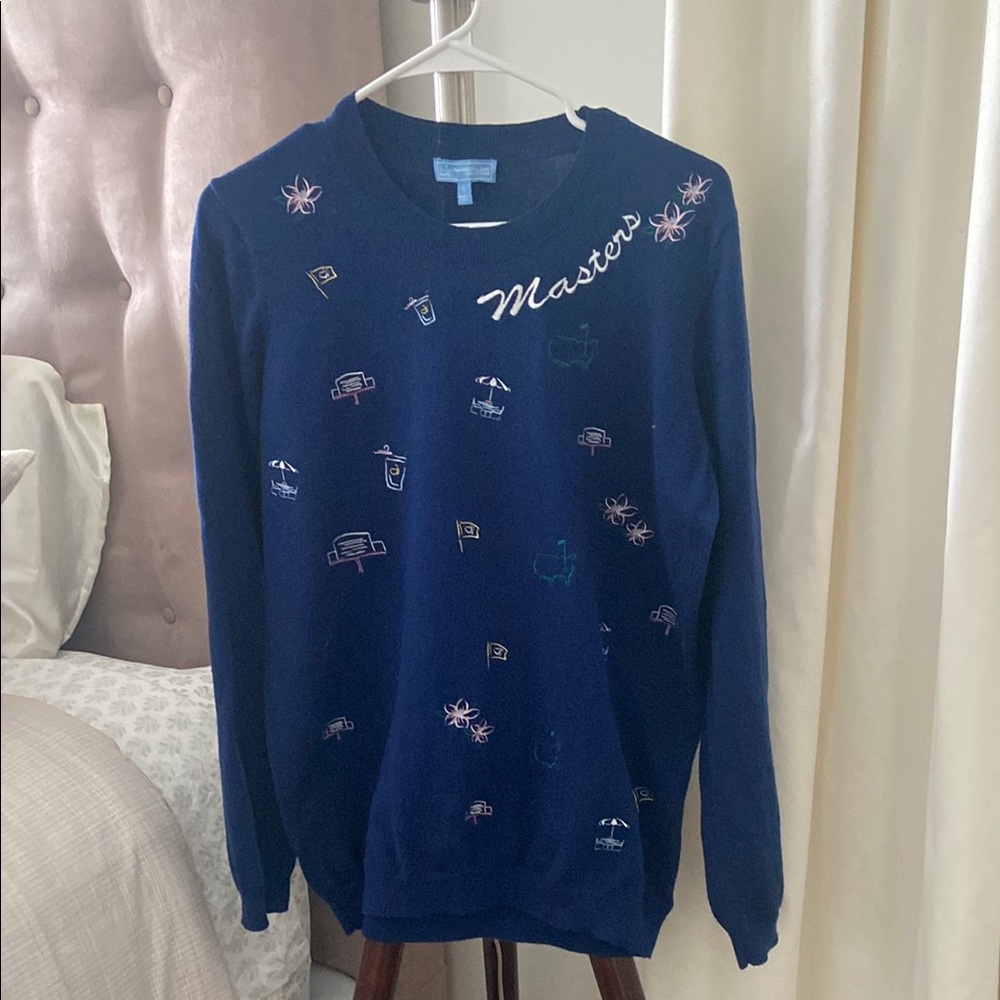 Masters Ladies Magnolia Lane Navy Blue Crewneck Sweater with Masters Logos